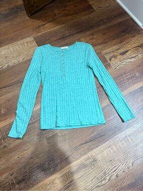 Ribbed ZENANA Long Sleeve Top - Teal